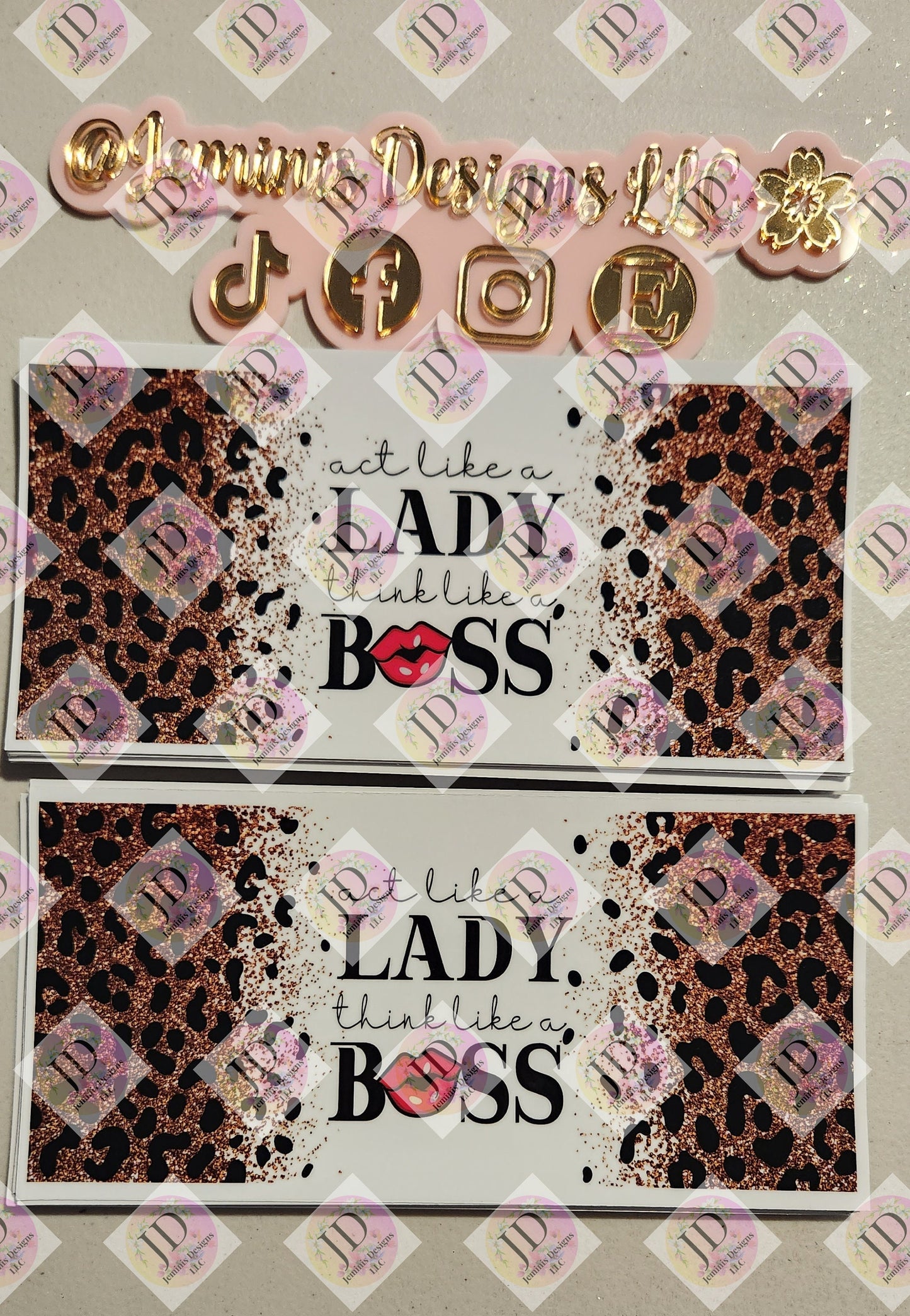 Act like a lady, think like a Boss uvdtf cup wrap | Permanent decal | No heat needed