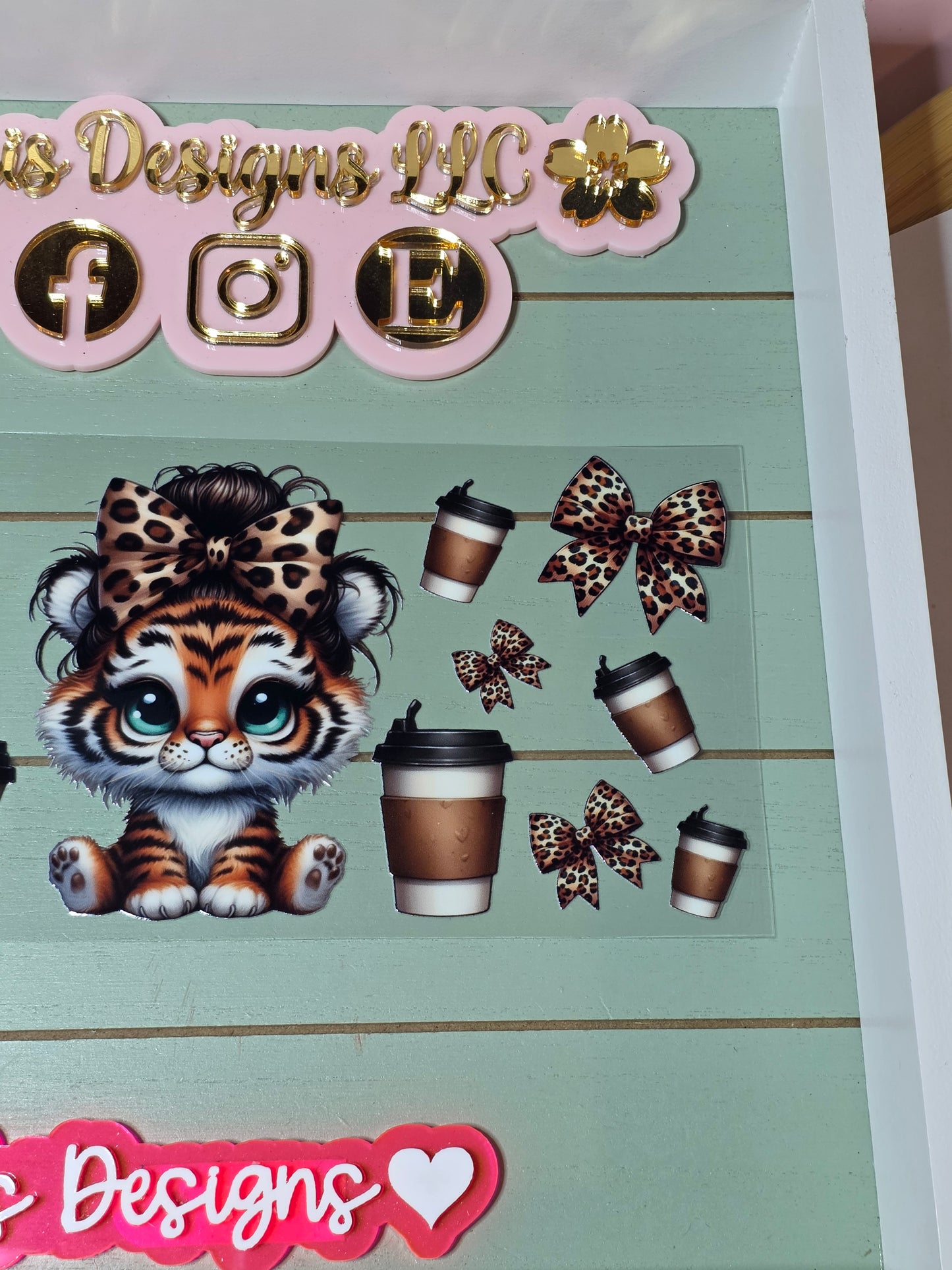 Tiger leopard bow coffee uvdtf cup wrap sticker