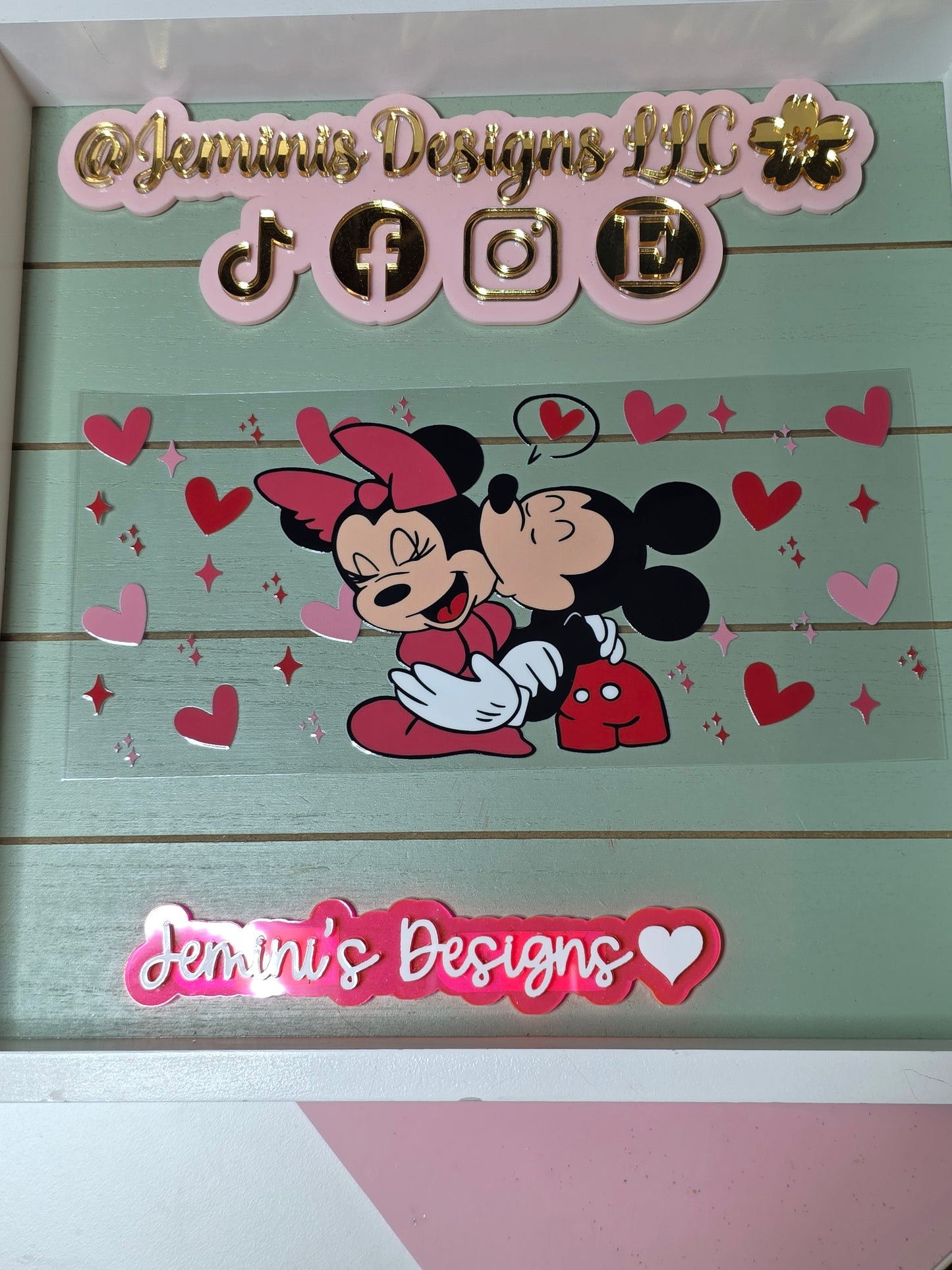 Mouse couple love hearts uvdtf cup wrap sticker