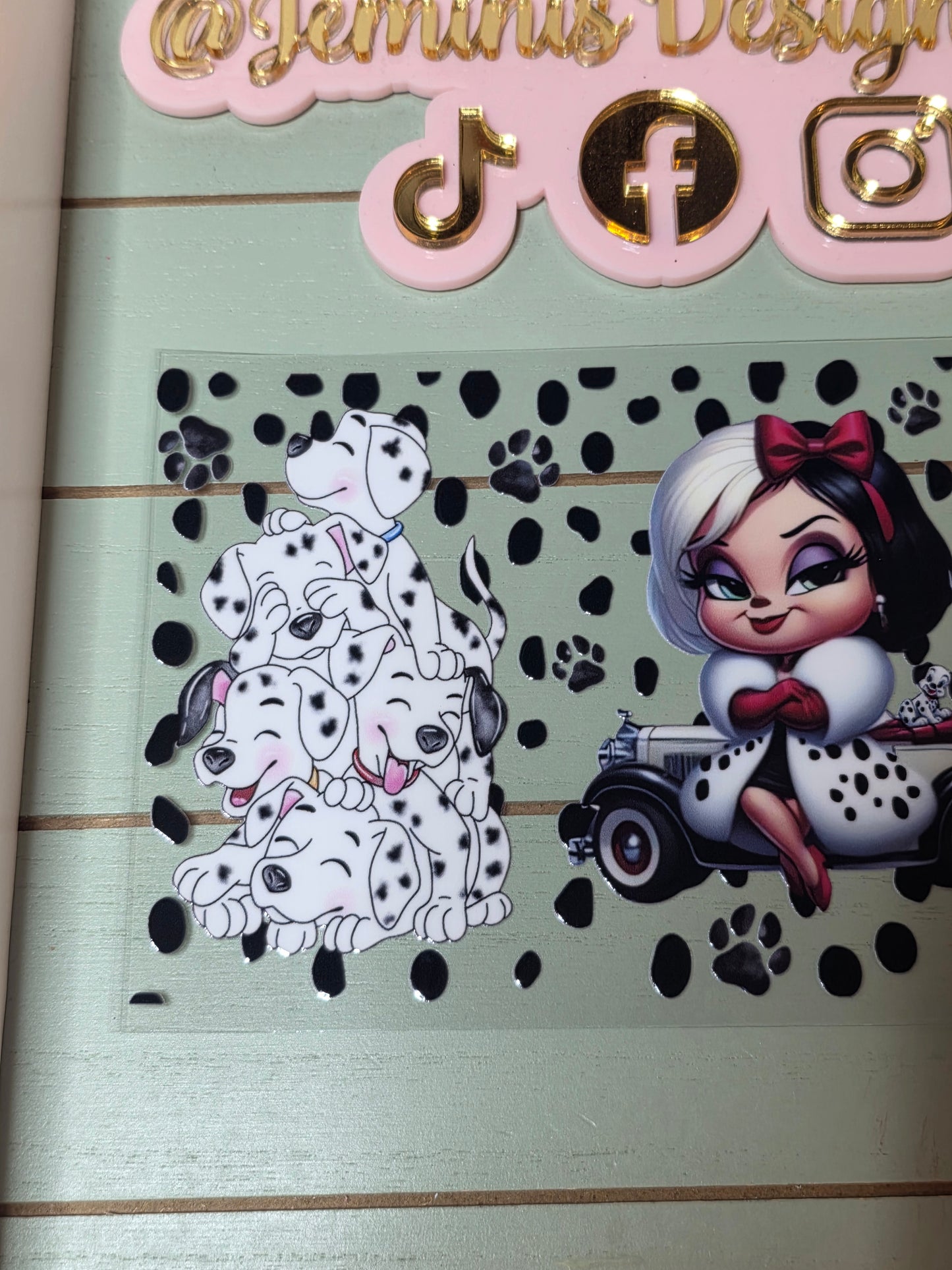 You say villainess like it's a bad thing spotted dog villainess uvdtf cup wrap sticker/ Black & white