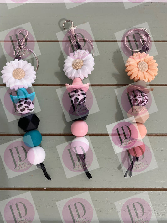 Ready to Ship Adorable large Sunflower beaded Keychain/beaded Keychain & Sunflower dangle Keychain