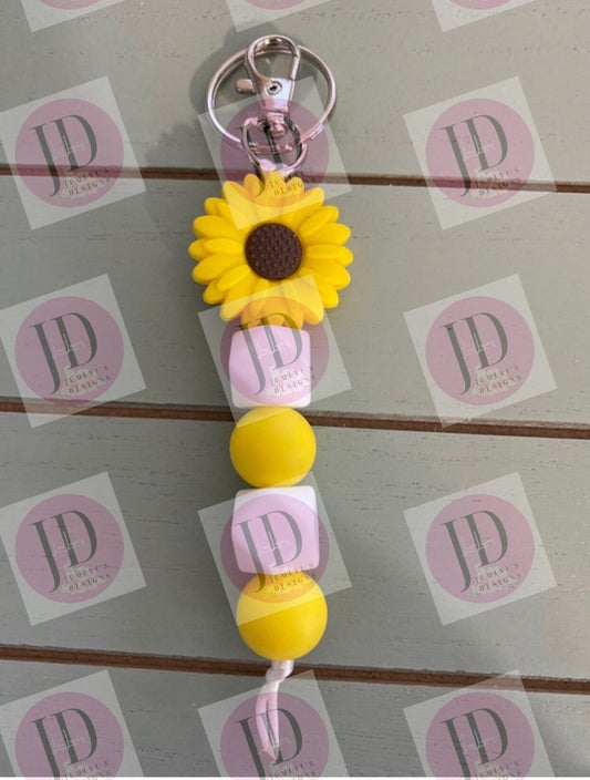 Ready to Ship Adorable Sunflower beaded Keychain/beaded Keychain & Sunflower dangle Keychain