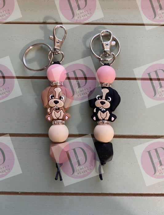 Ready to Ship Adorable puppy beaded Keychain/beaded mini Keychain & dog/dangle Keychain/puppy keychain