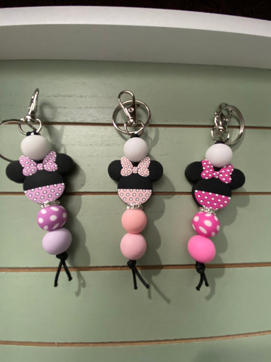 Ready to Ship Adorable mouse beaded Keychain/beaded mini Keychain & mouse ears dangle Keychain