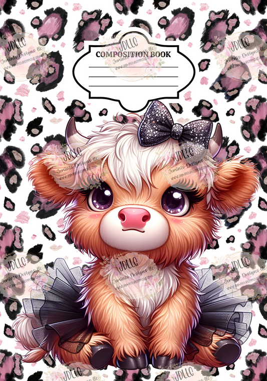 Composition Notebook Leopard Cow 5 designs PNG File-Girl Composition notebook designs-Digital File