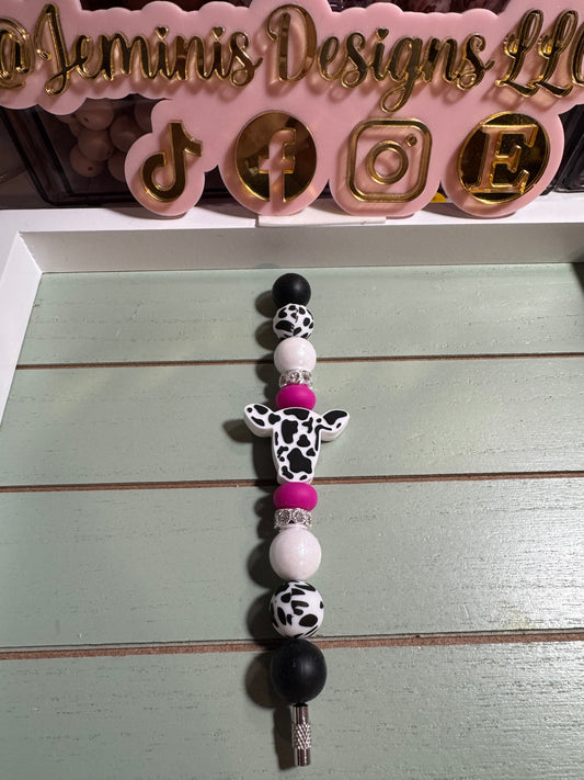 Cow Tumbler charm accessory, cow tumbler bead charm, beaded tumbler charm, tumbler handle charm, tumbler cup charm