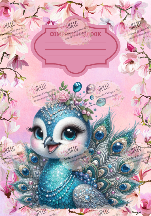 Composition Notebook Peacock 5 designs PNG File-Girl Composition notebook designs-Digital File