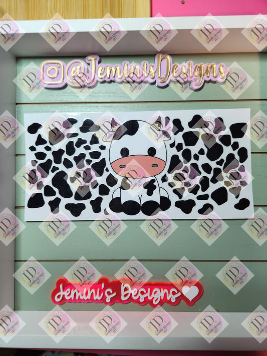 Adorable black and white cow| uvdtf cup wrap | Permanent decal | No heat needed | Waterproof material