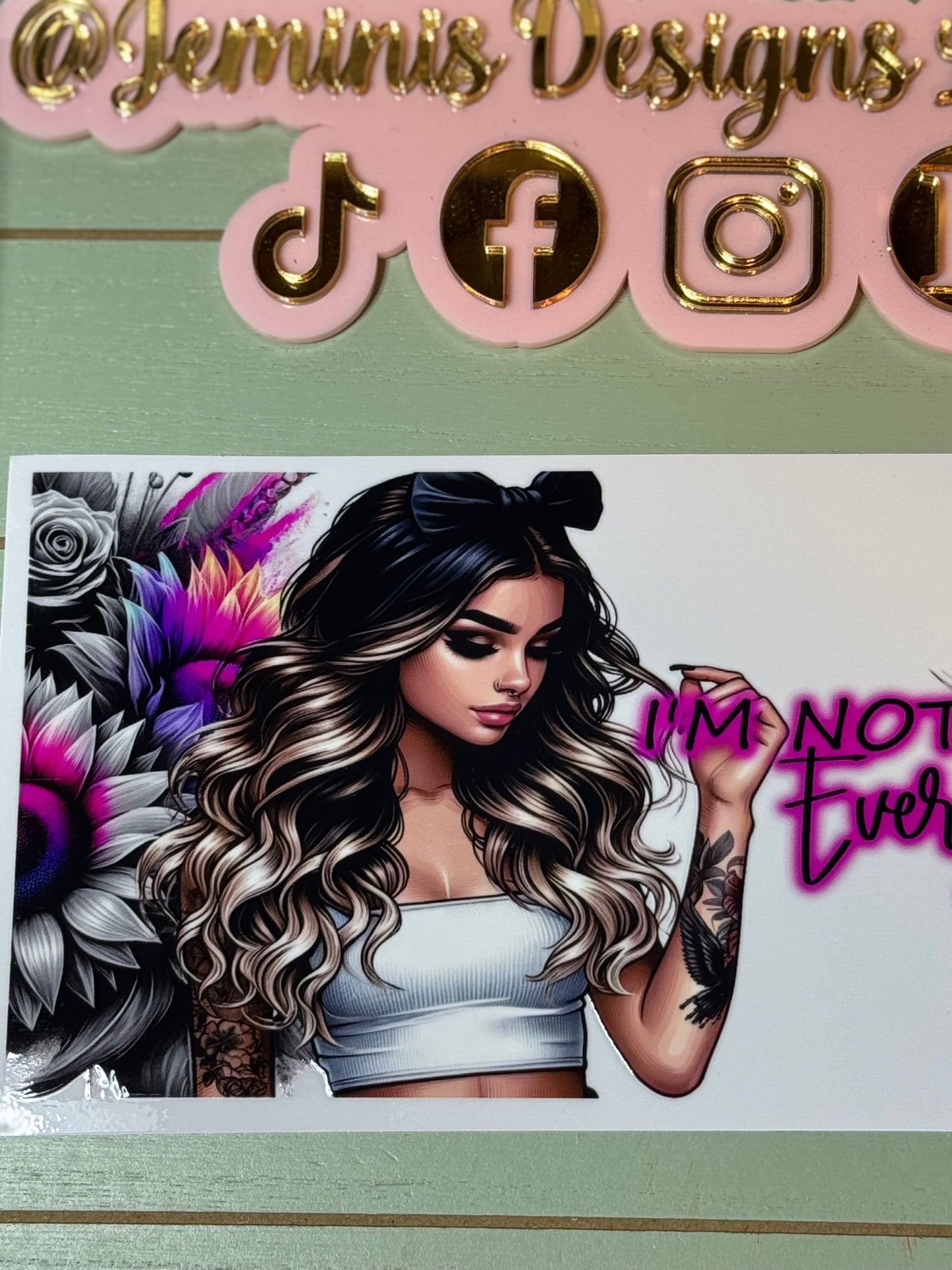 Girl rainbow sunflowers/ I’m not for everyone / ready to apply uvdtf cup wrap/no heat