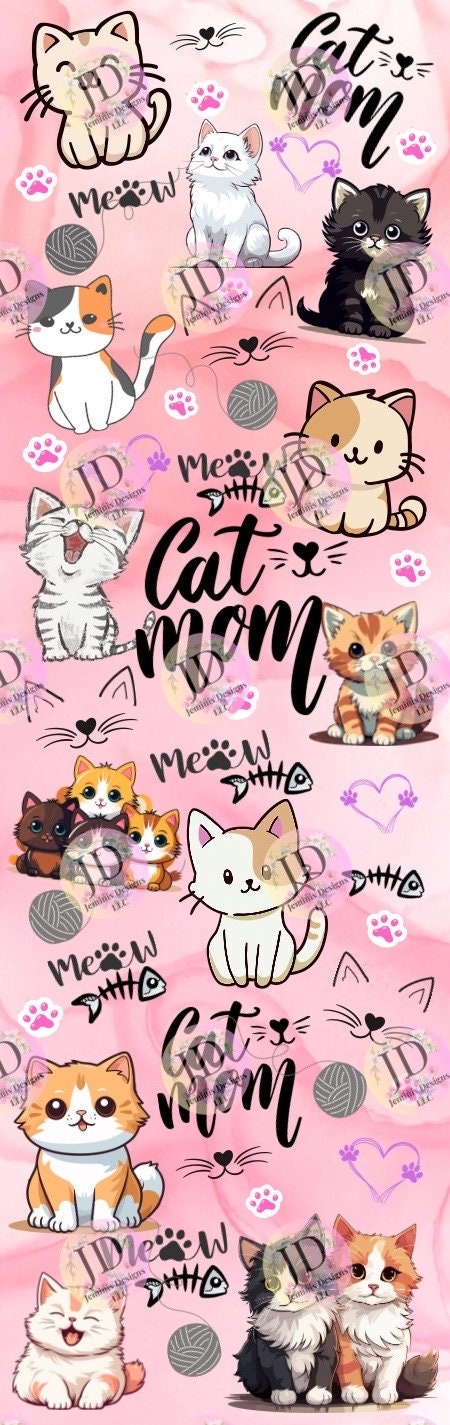 Cat mom pen wrap [PNG] Digital File| cute cat png|cat Mom png/ whiskers, paw prints png|cat png/ non transparent background / cat pen wrap