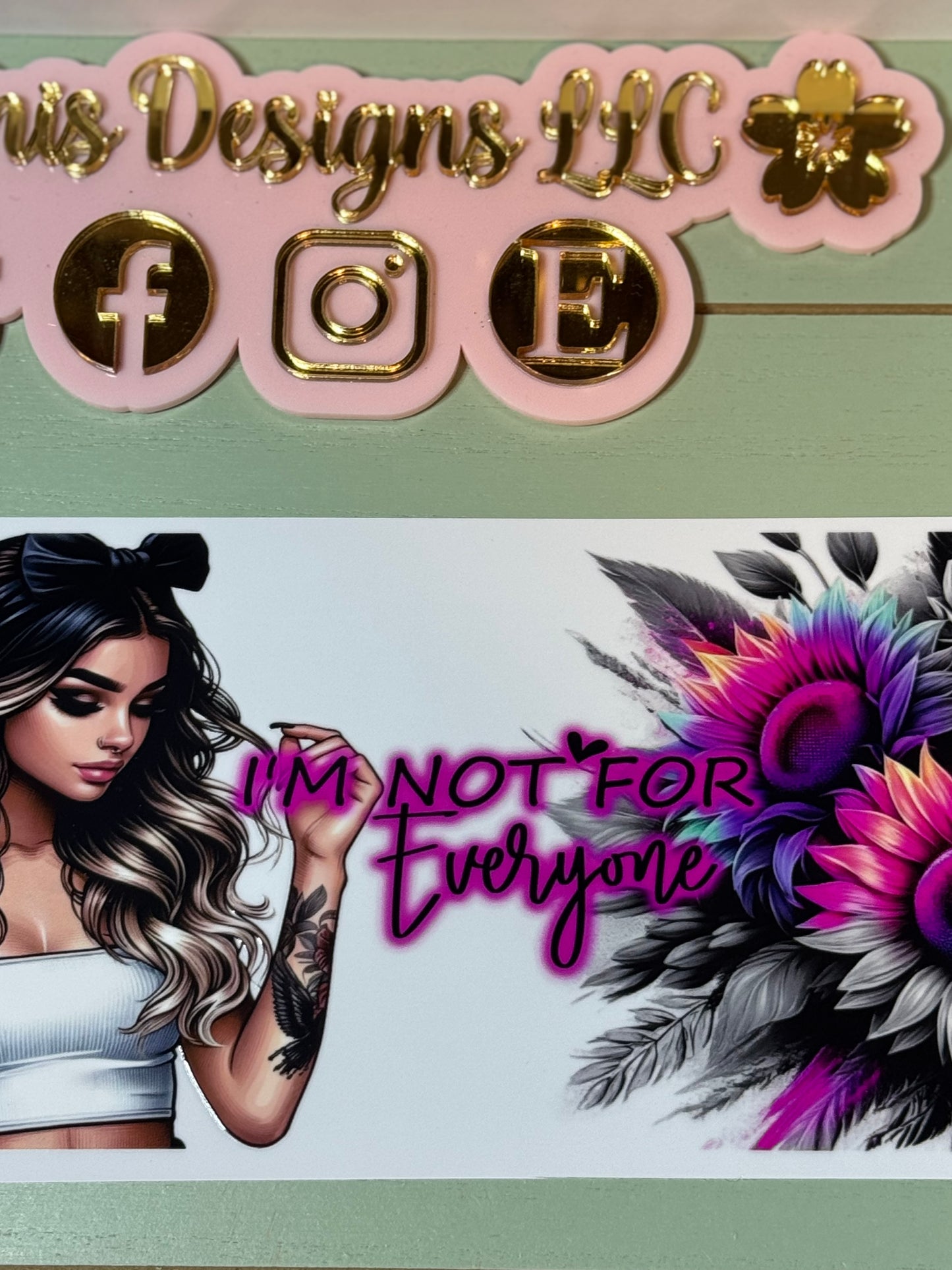 Girl rainbow sunflowers/ I’m not for everyone / ready to apply uvdtf cup wrap/no heat