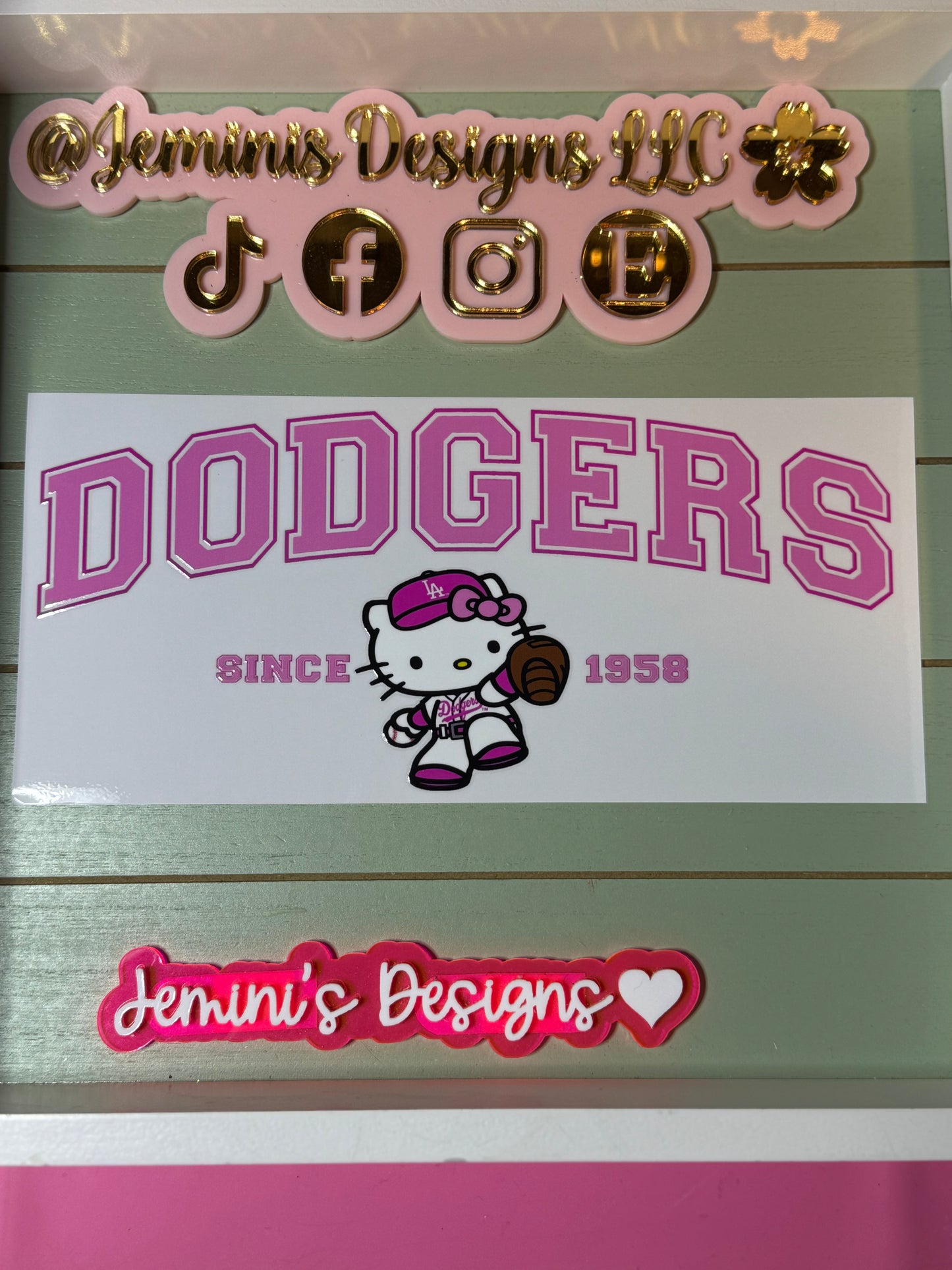 Pink baseball cat/ uvdtf cup wrap | Permanent decal | No heat needed | Waterproof