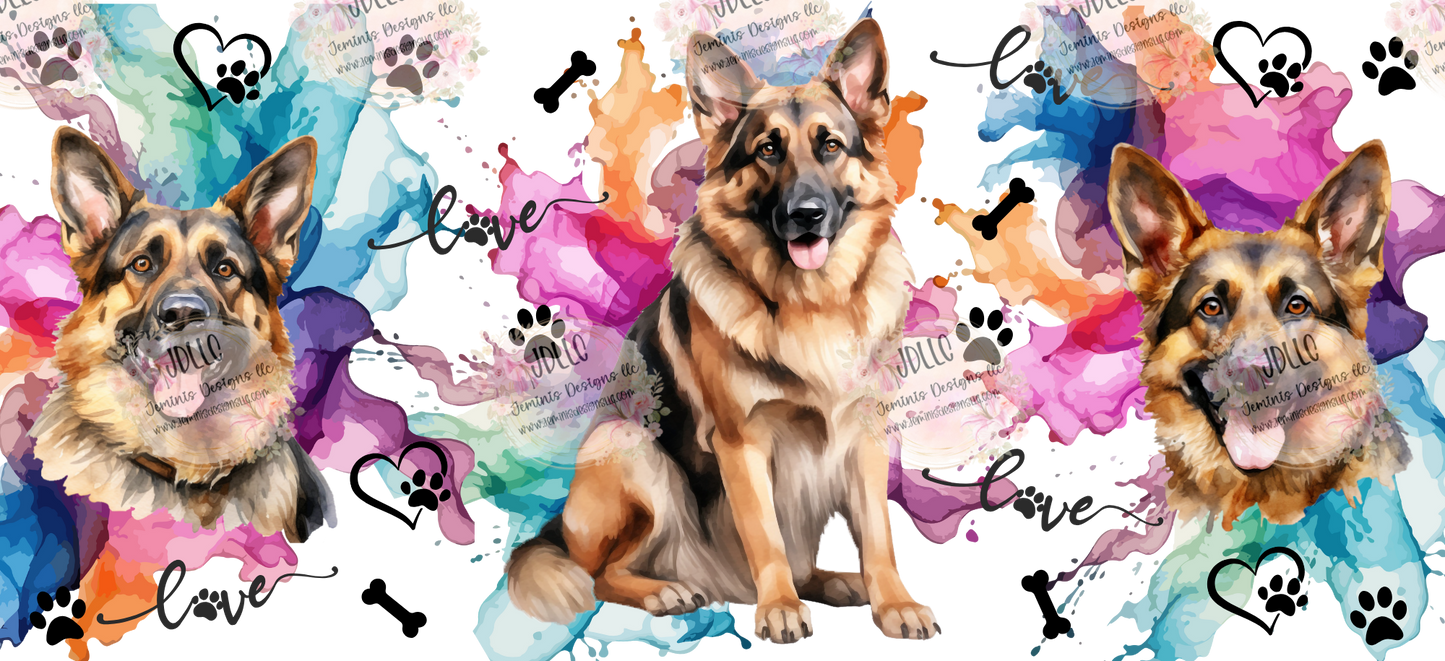 German shepherd PNG glass tumbler digital design- Digital file