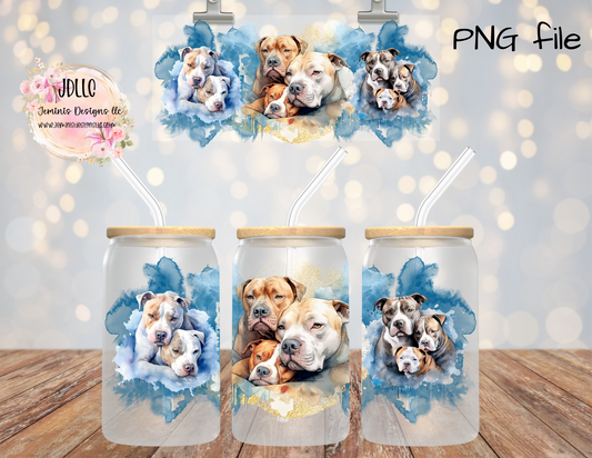 Pitbull PNG glass tumbler digital design- Digital file fits 16 or 20 oz