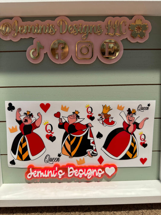 Cartoon evil queen hearts uvdtf cup wrap ready to apply | villainess/ evil queen/ hearts|