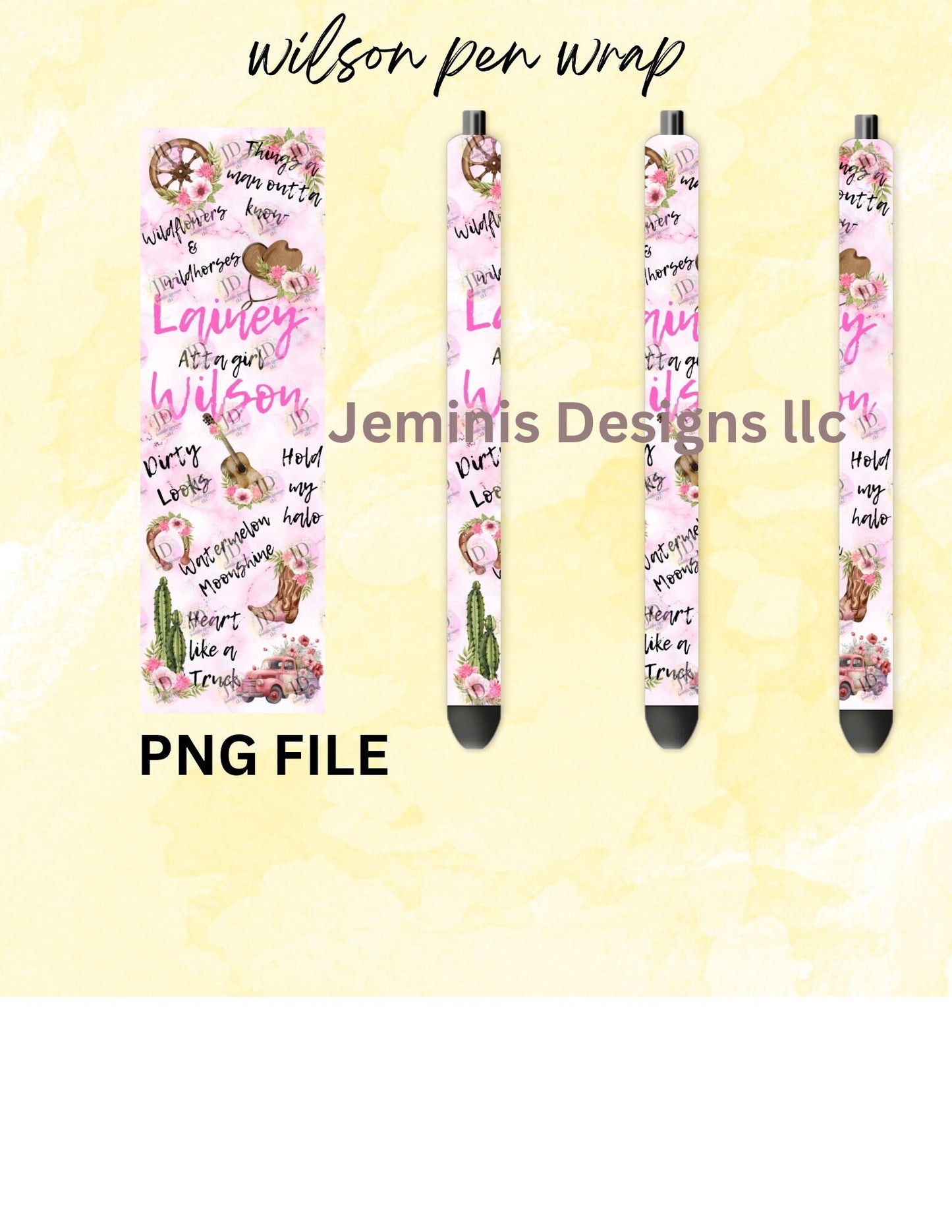 Wilson pen wrap [PNG] Digital File| country singer png| cactus/ western prin t pen wrap |flora png| cowgirl png/ non transparent