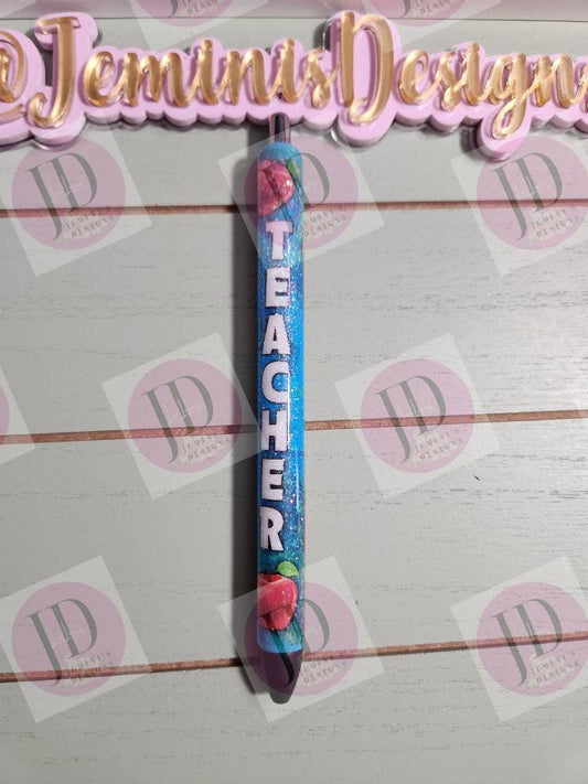 Teacher pen wrap Glitter pen, pen wrap with Lots of vibrant colors sparkle.   Gorgeous glitter pen