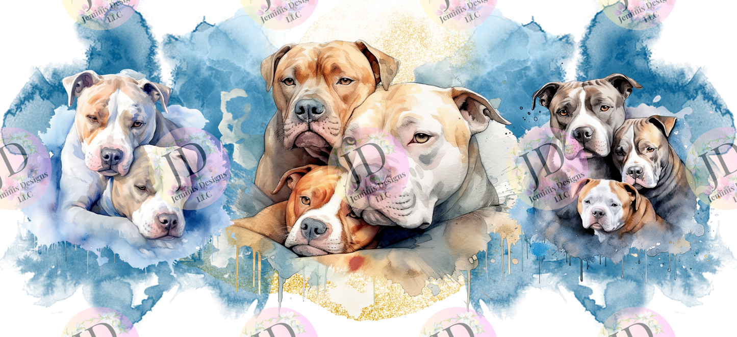 Pitbull PNG glass tumbler digital design- Digital file fits 16 or 20 oz