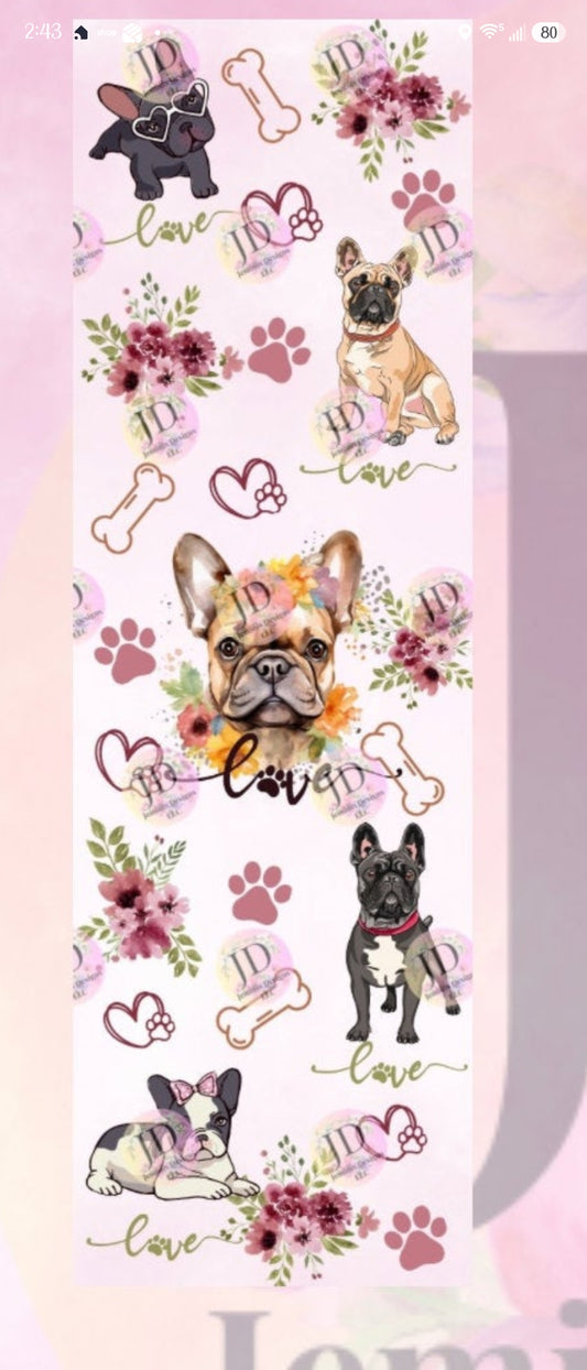 French Bulldog love glitter pen wrap pen, pen wrap with Lots of vibrant colors sparkle. Pink French Bulldog pen.  Frenchie pen choice.