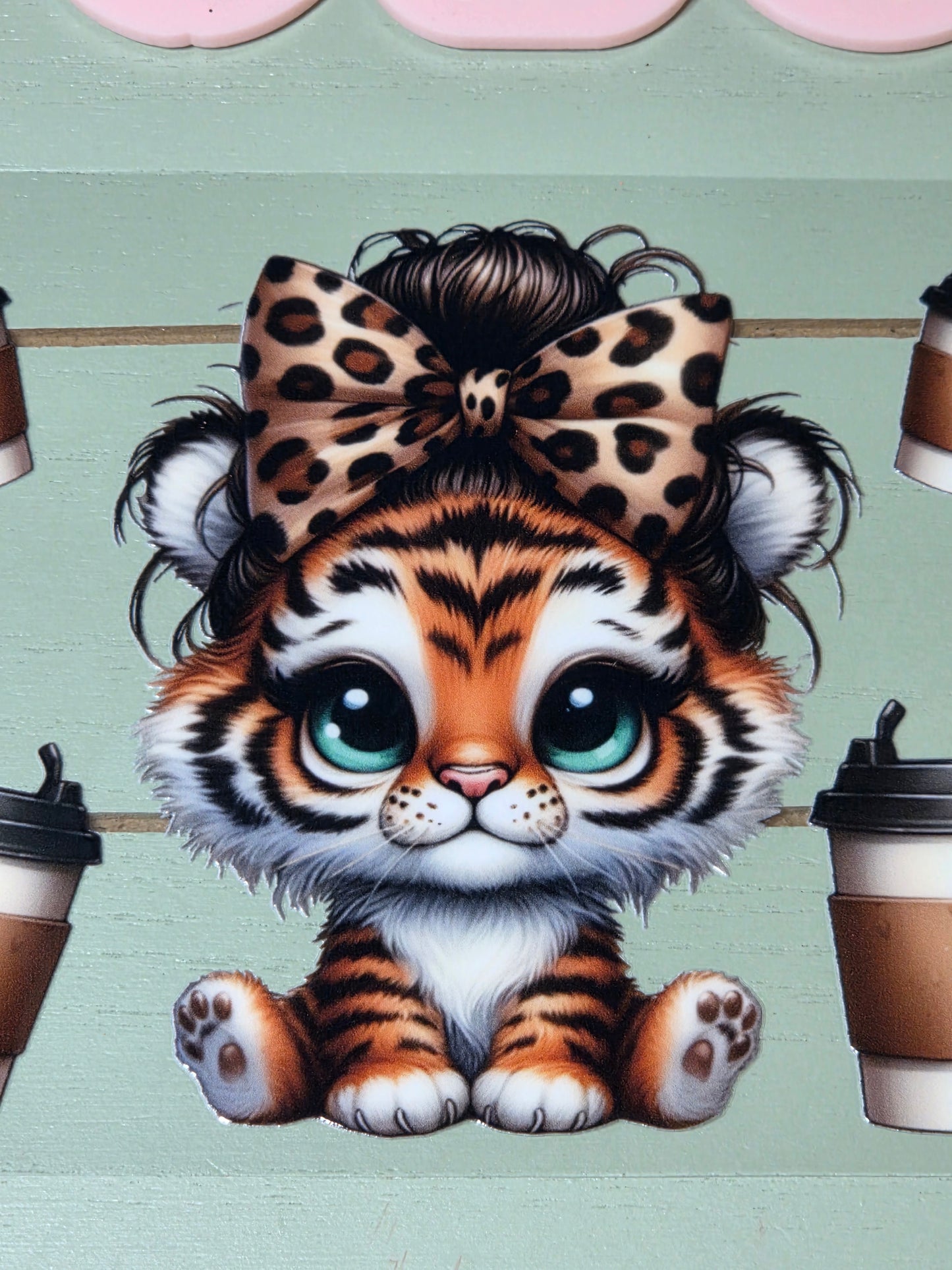 Tiger leopard bow coffee uvdtf cup wrap sticker