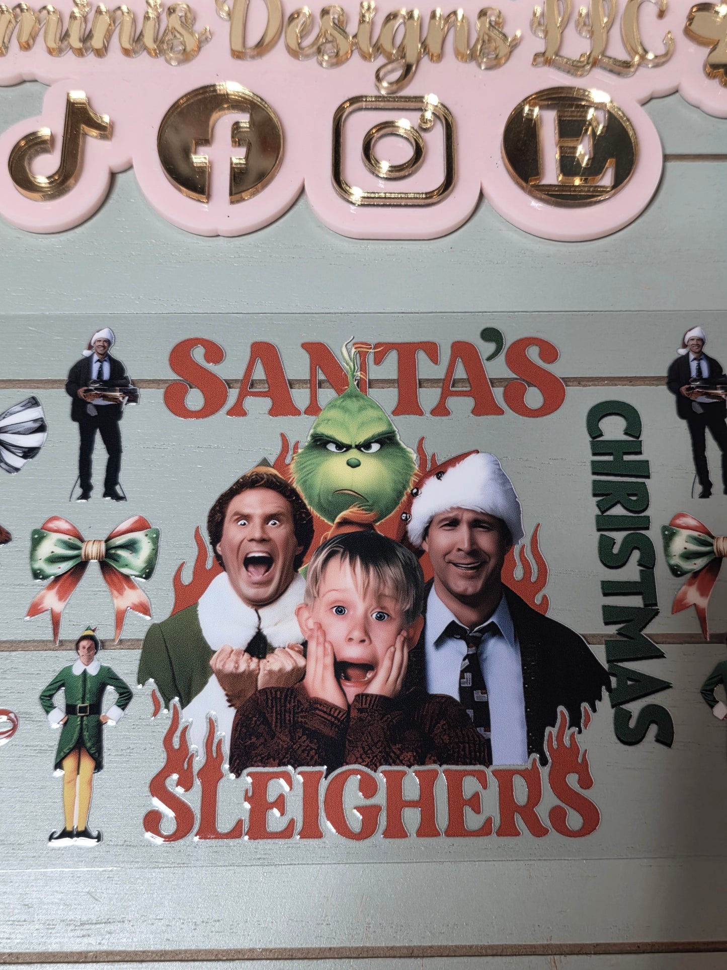 Santa's slightest, elf, alone at home, grinch uvdtf cup wrap sticker