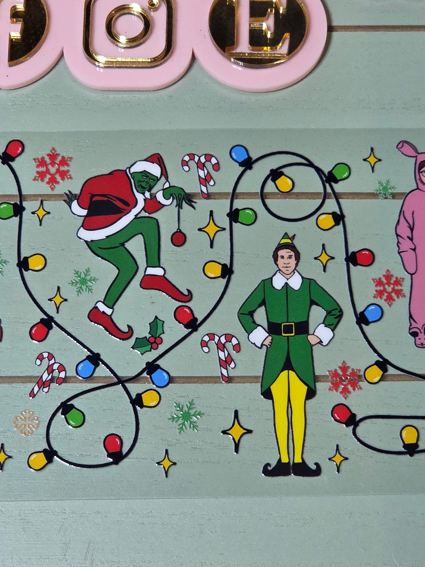 Clark, elf, mean one, alone at home Christmas lights cartoon cup wrap sticker
