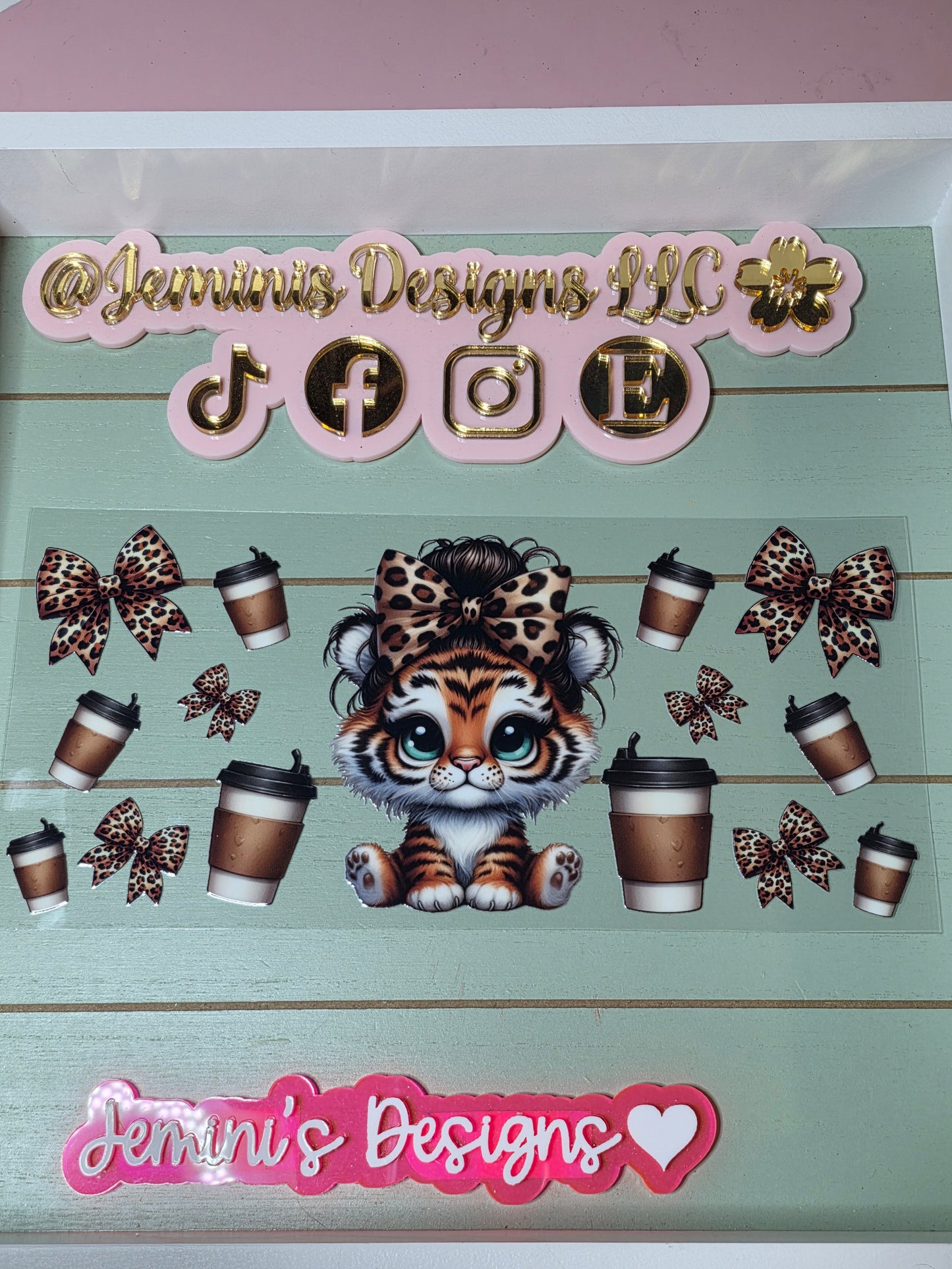 Tiger leopard bow coffee uvdtf cup wrap sticker