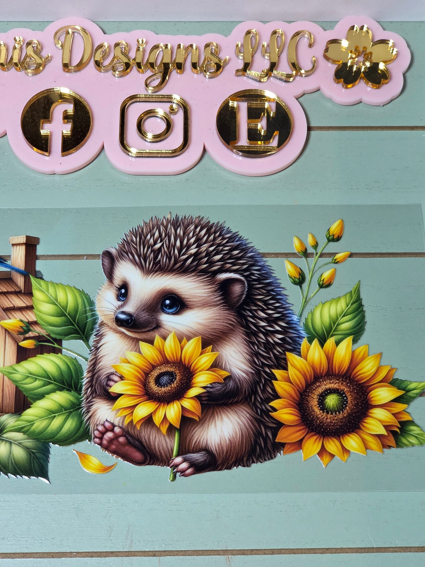 Hedgehog sunflower uvdtf cup wrap/flower uvdtf/ birdhouse uvdtf