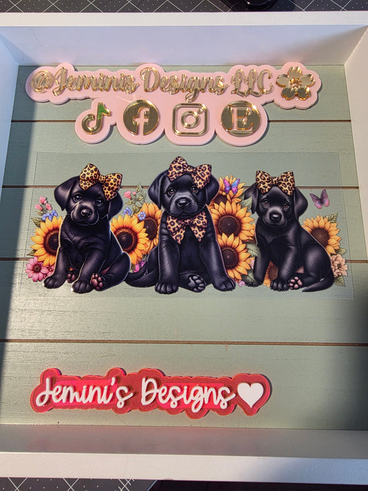 Black Labrador sunflower butterfly uvdtf cup wrap/ Permanent decal/ puppy uvdtf