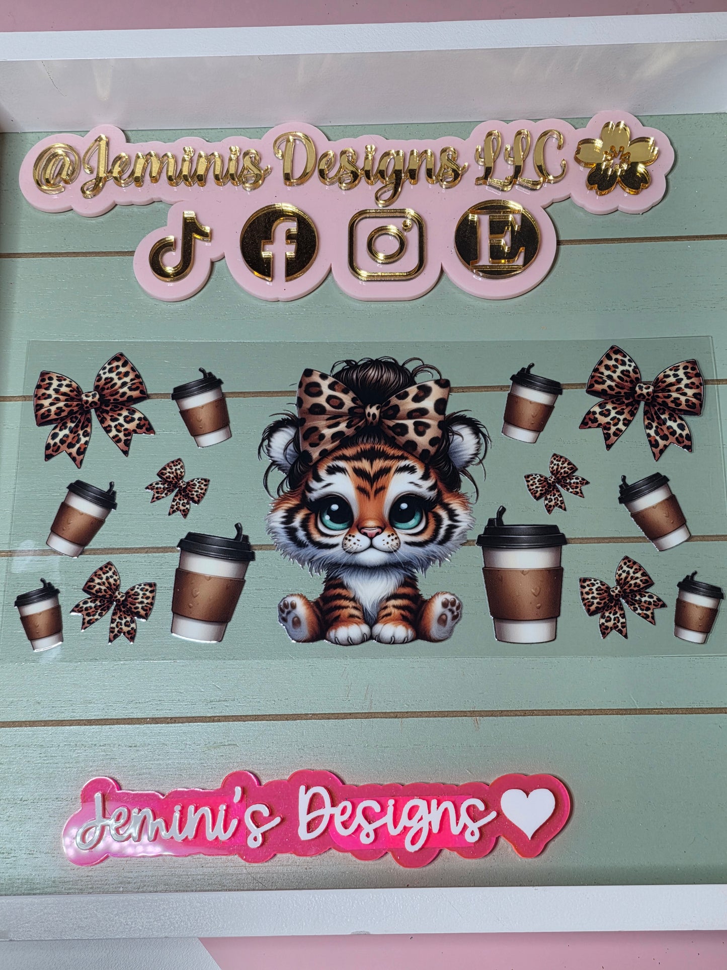 Tiger leopard bow coffee uvdtf cup wrap sticker