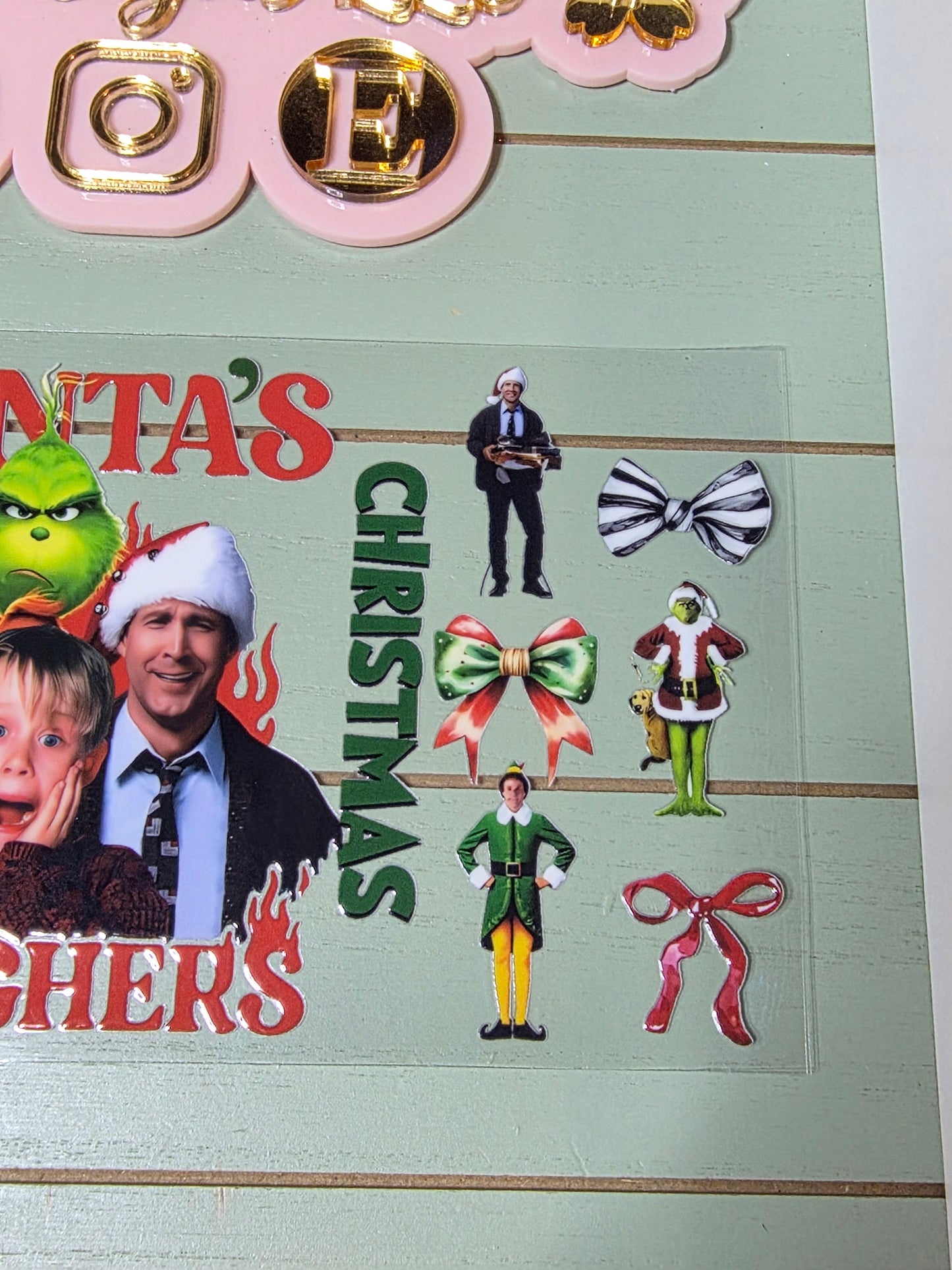 Santa's slightest, elf, alone at home, grinch uvdtf cup wrap sticker