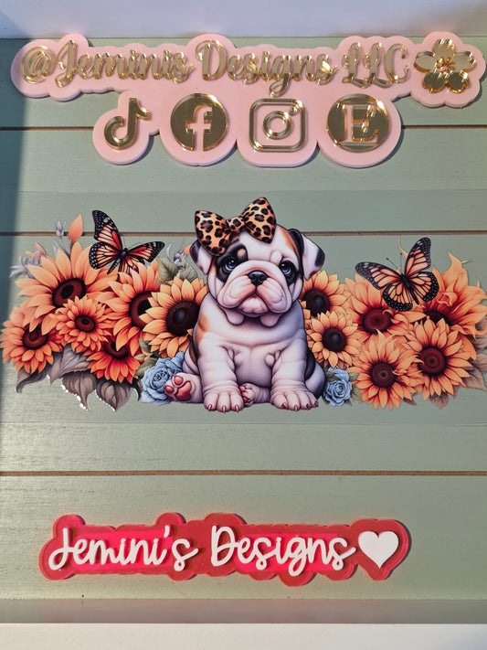 English bulldog sunflower uvdtf cup wrap sticker/ butterfly uvdtf cup wrap
