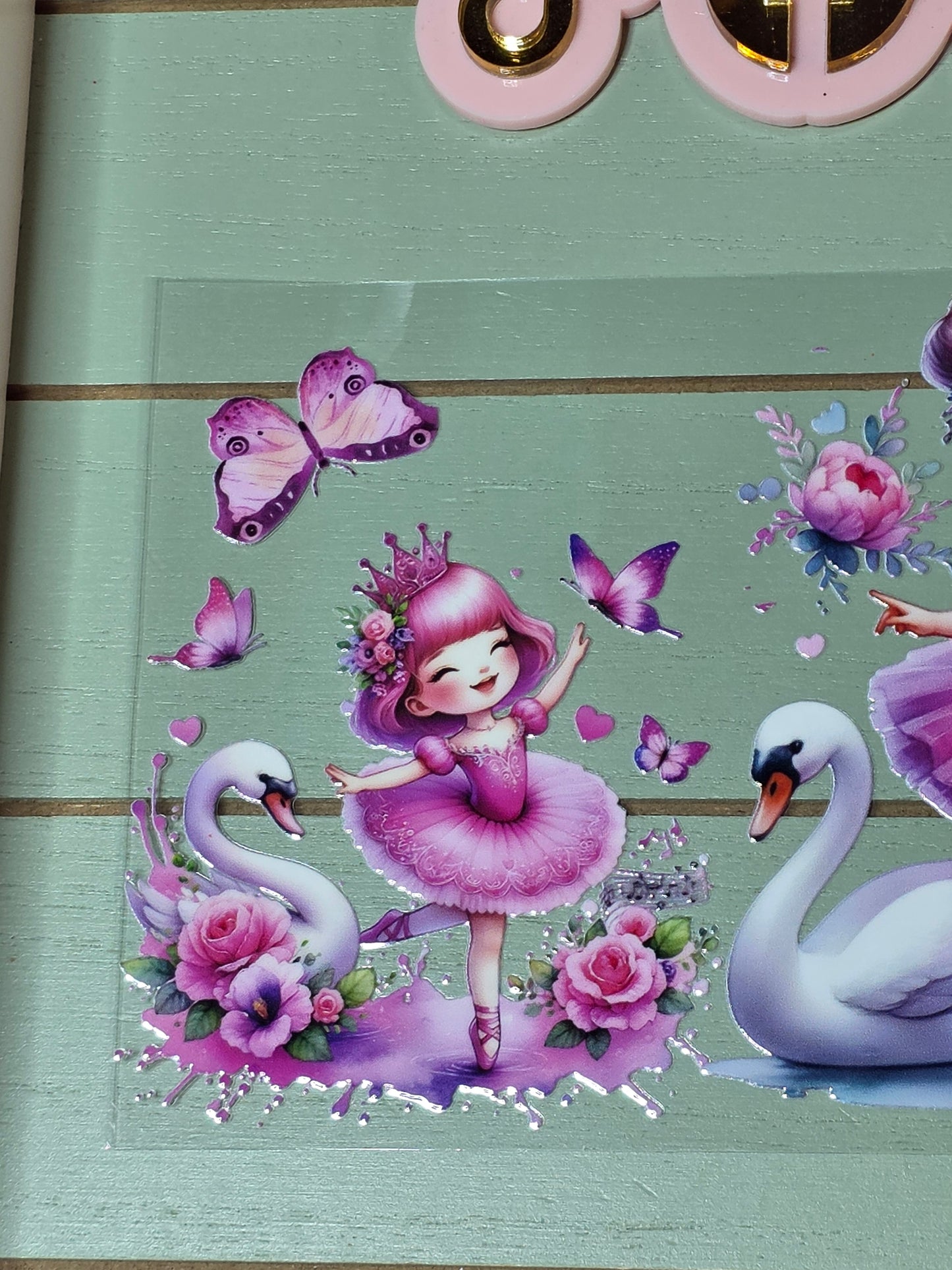 Ballerina swan pink tutu butterfly uvdtf cup wrap sticker