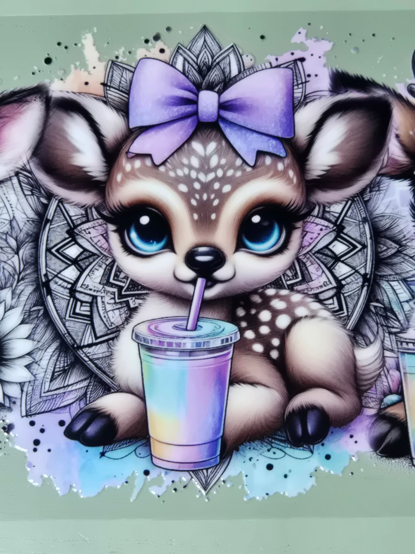 Deer uvdtf sunflower & coffee and bow cup wrap sticker