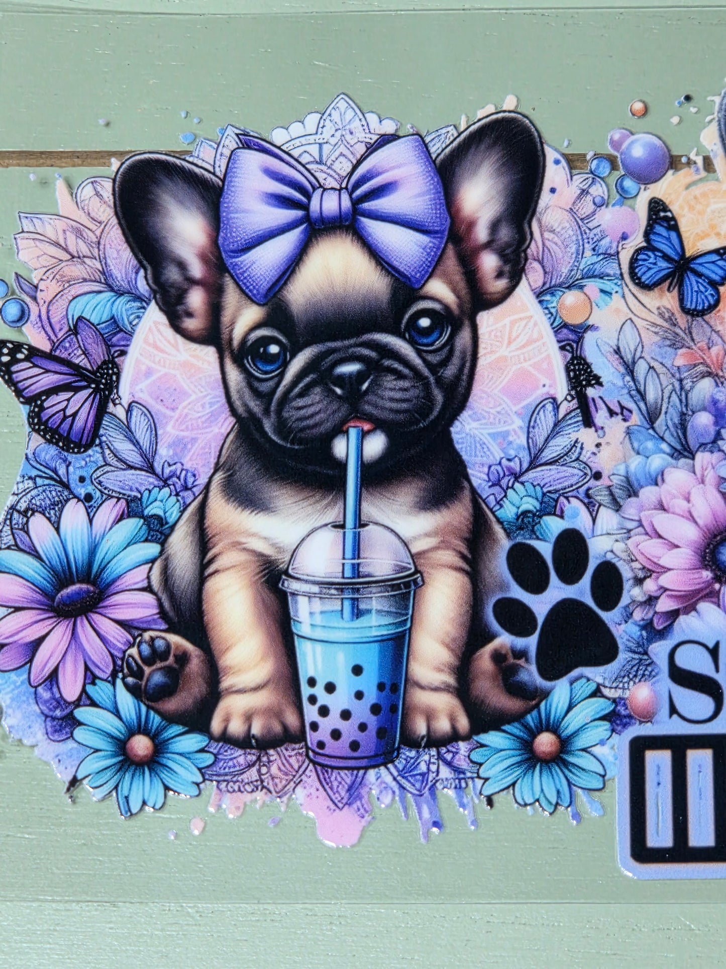 Frenchie french bulldog zero woofs given sassiness loading paw print uvdtf cup wrap sticker