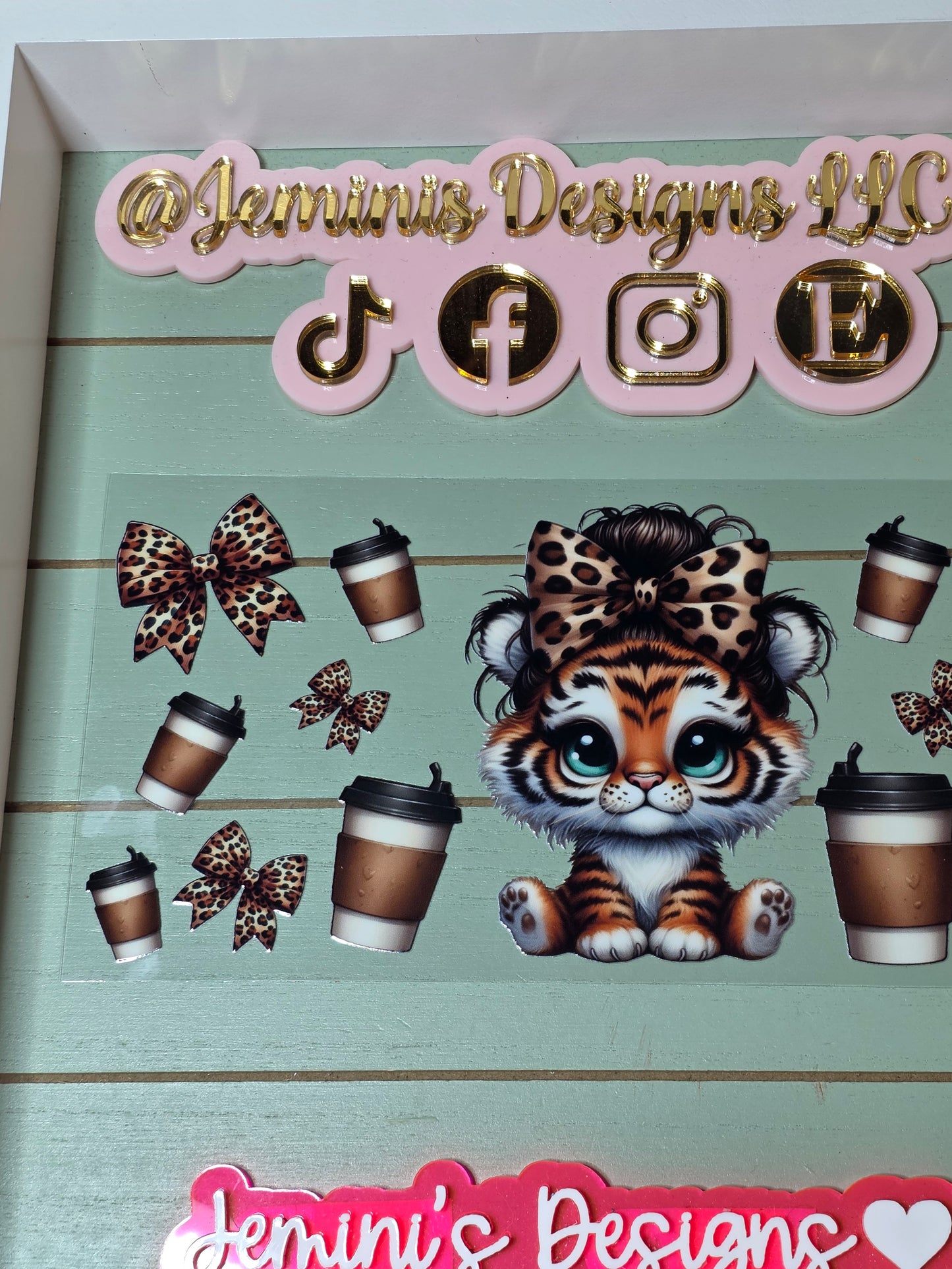 Tiger leopard bow coffee uvdtf cup wrap sticker