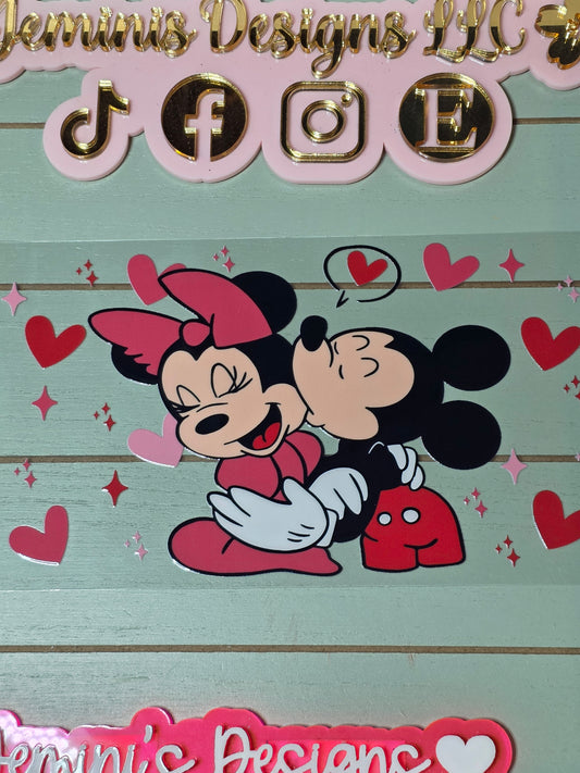 Mouse couple love hearts uvdtf cup wrap sticker
