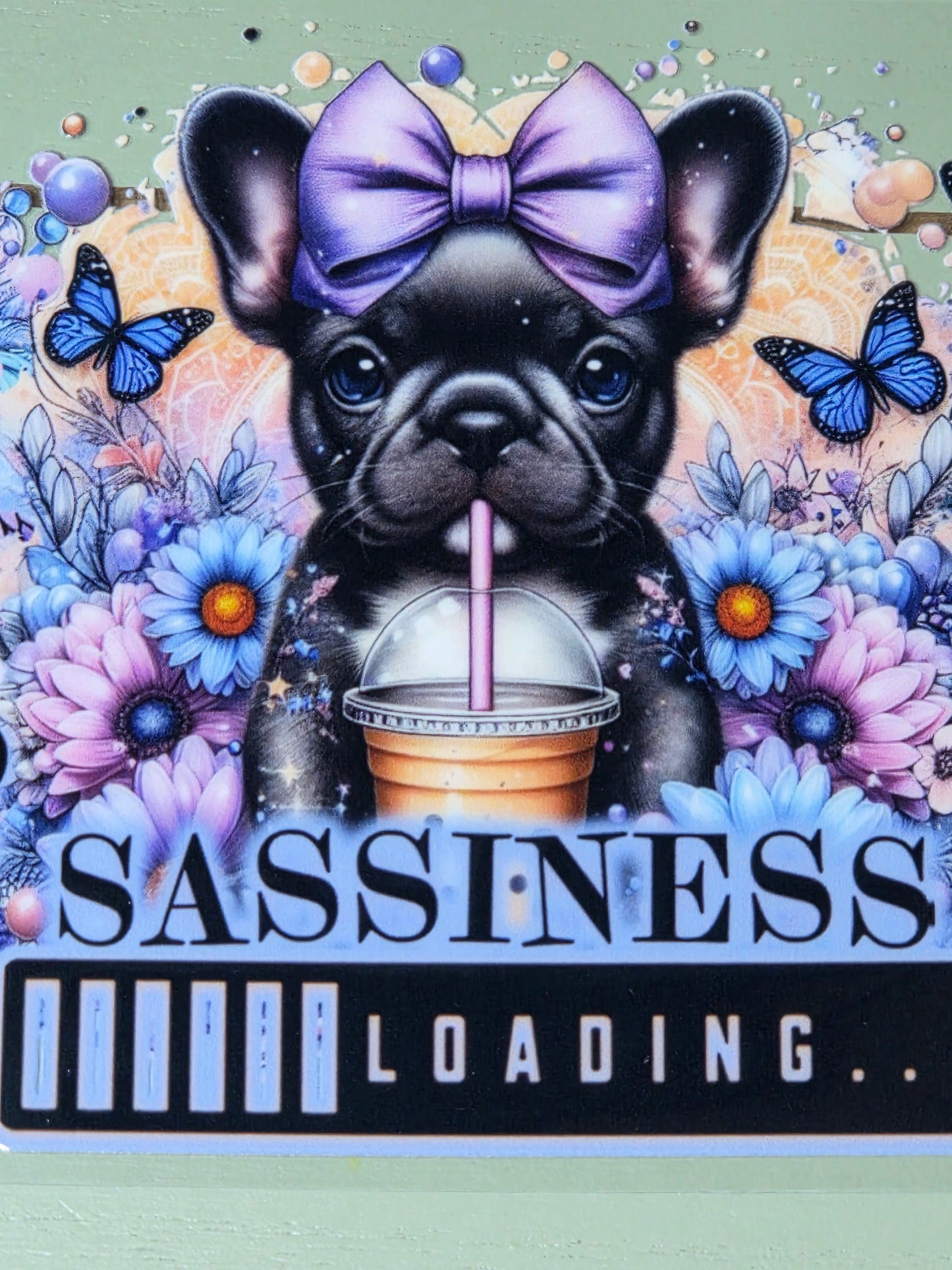 Frenchie french bulldog zero woofs given sassiness loading paw print uvdtf cup wrap sticker