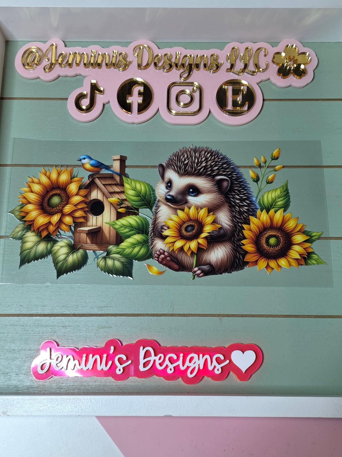 Hedgehog sunflower uvdtf cup wrap/flower uvdtf/ birdhouse uvdtf