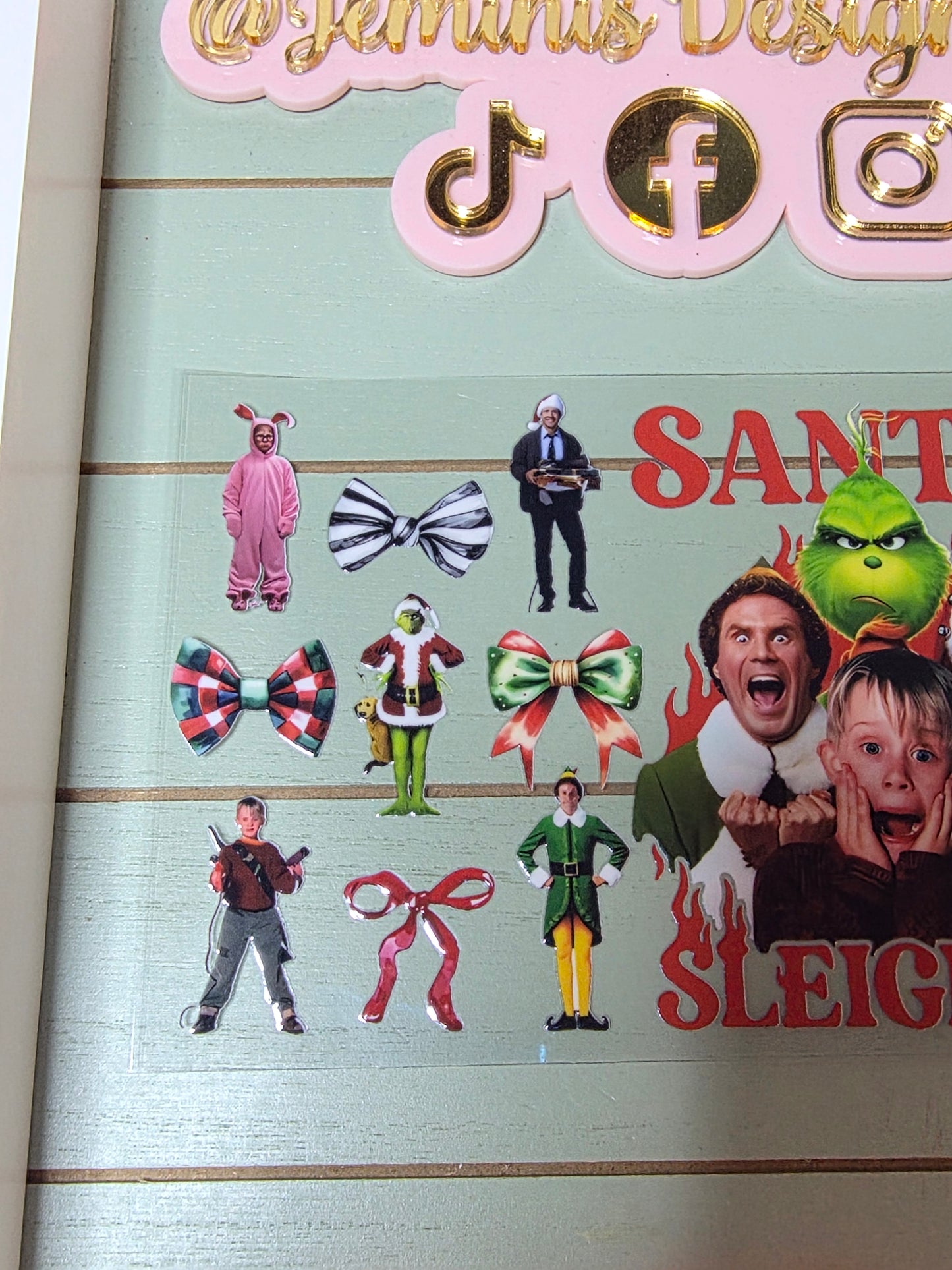 Santa's slightest, elf, alone at home, grinch uvdtf cup wrap sticker