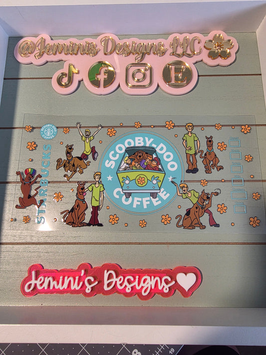 Mystery team coffee Uvdtf cup wrap sticker/ mystery dog and friends
