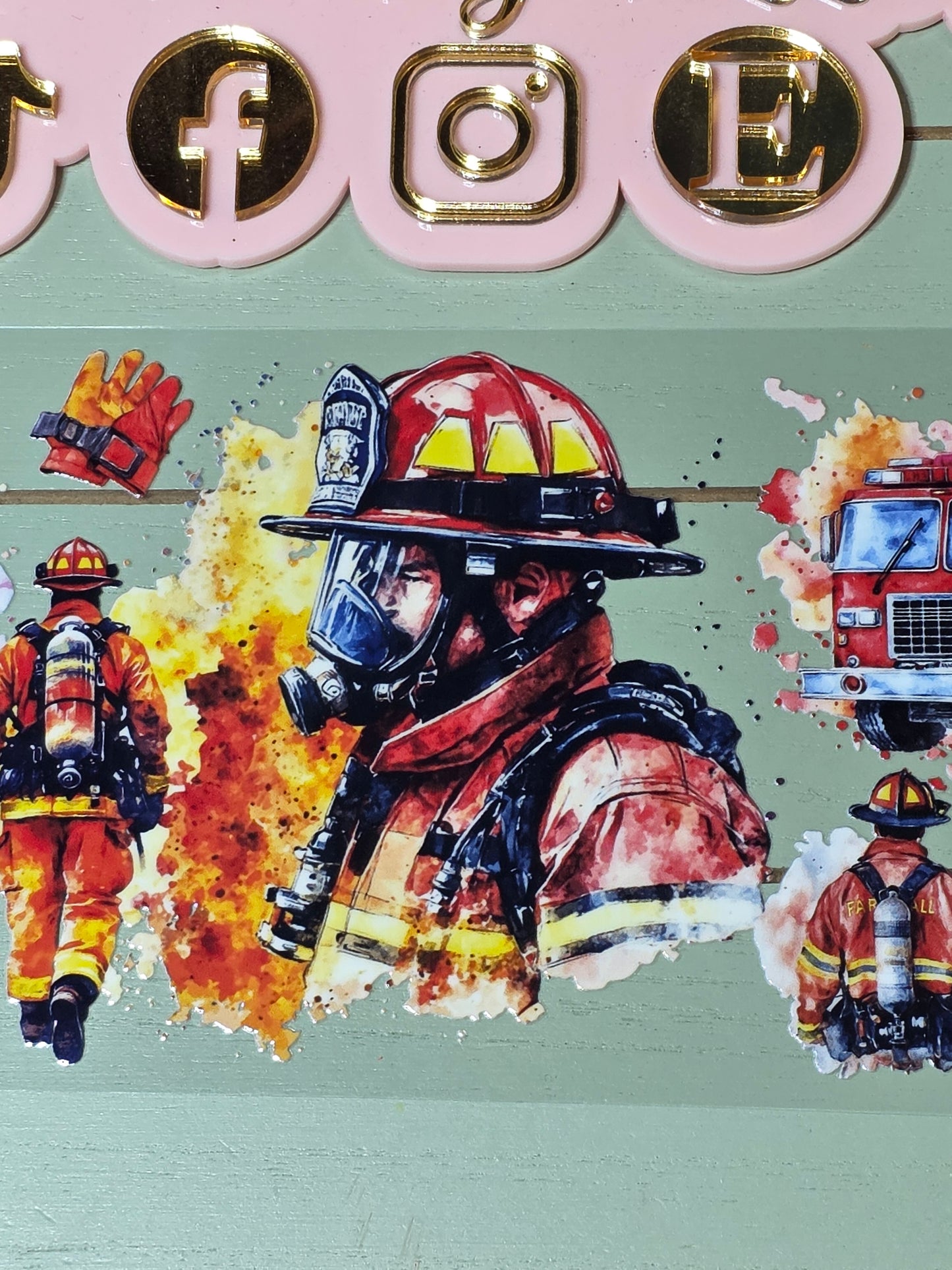 Firefighters flame & engine uvdtf cup wrap/ fire uvdtf