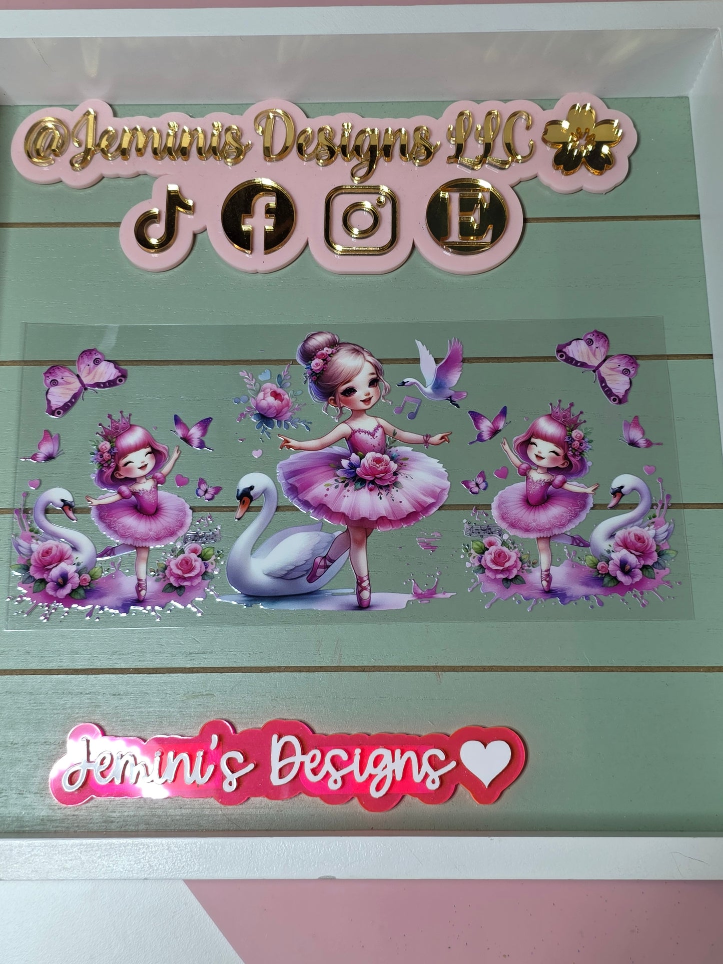 Ballerina swan pink tutu butterfly uvdtf cup wrap sticker